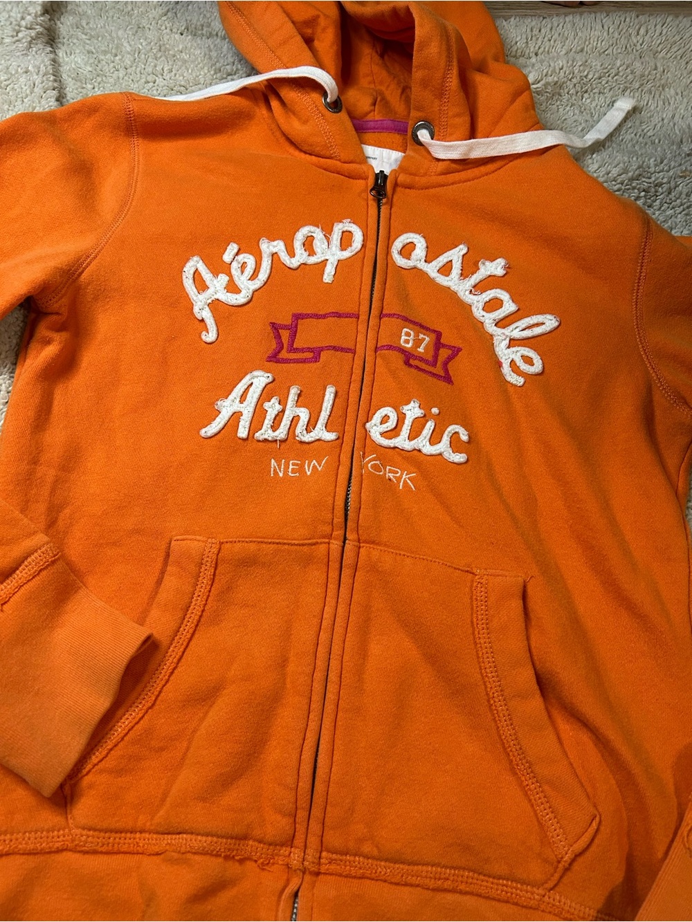 Y2K 2000’s Aeropostale Orange Zip-Up Athletic Hoodie